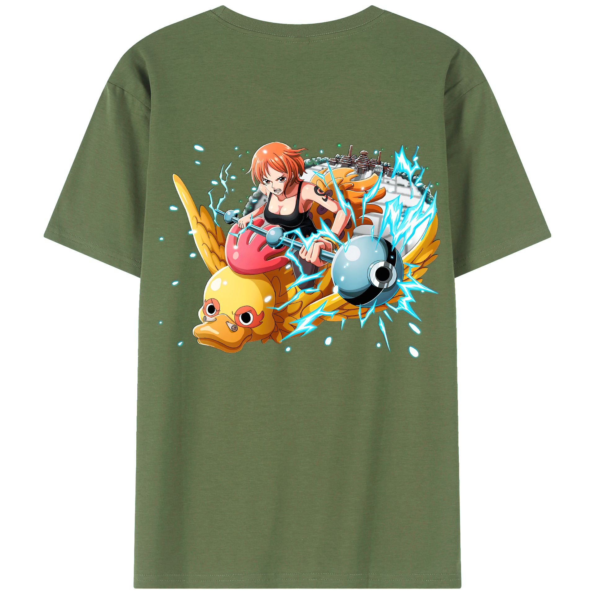 （画像用） ワンピース ナミ ONE PIECE Nami 綿100％ メンズ半袖Tシャツ（バックプリント） 通気性